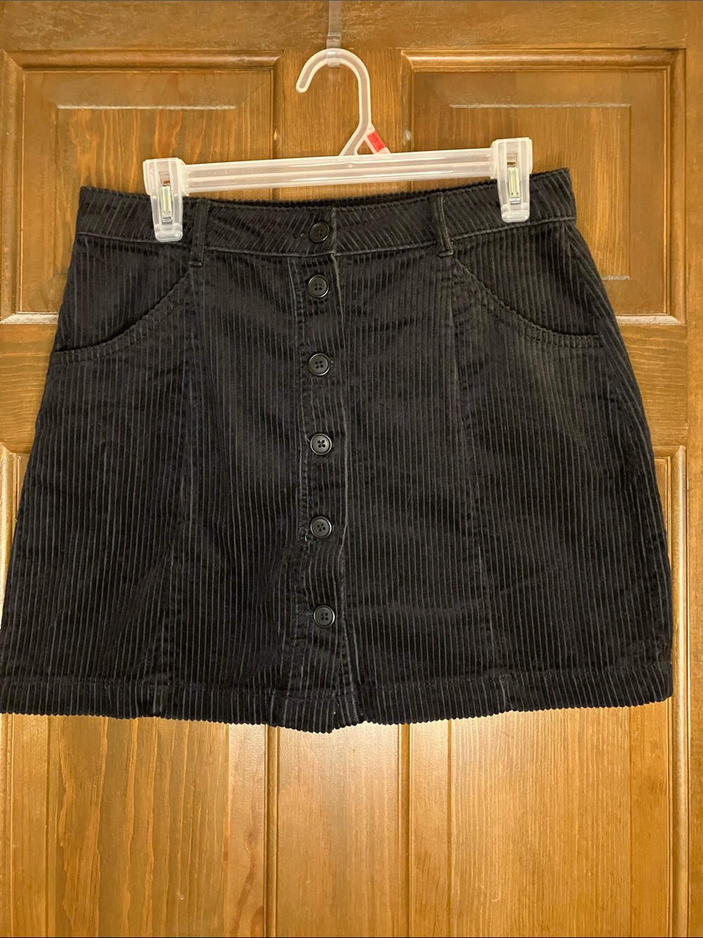 Forever 21 Button-Front Black Corduroy Mini Skirt-large
